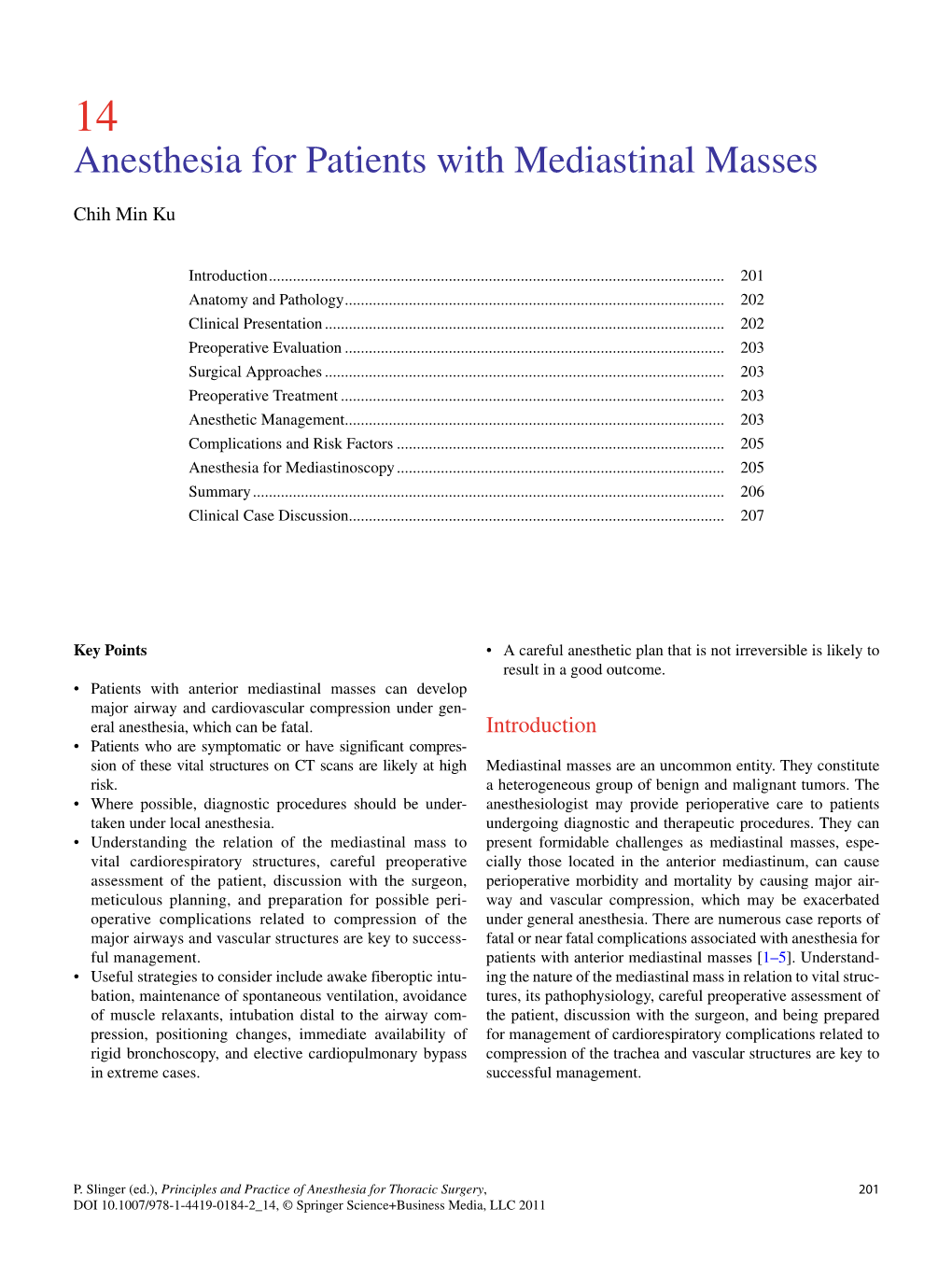 Anesthesia for Patients with Mediastinal Masses