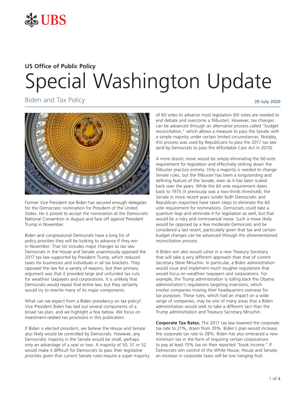 Special Washington Updates, Biden & Tax Policy