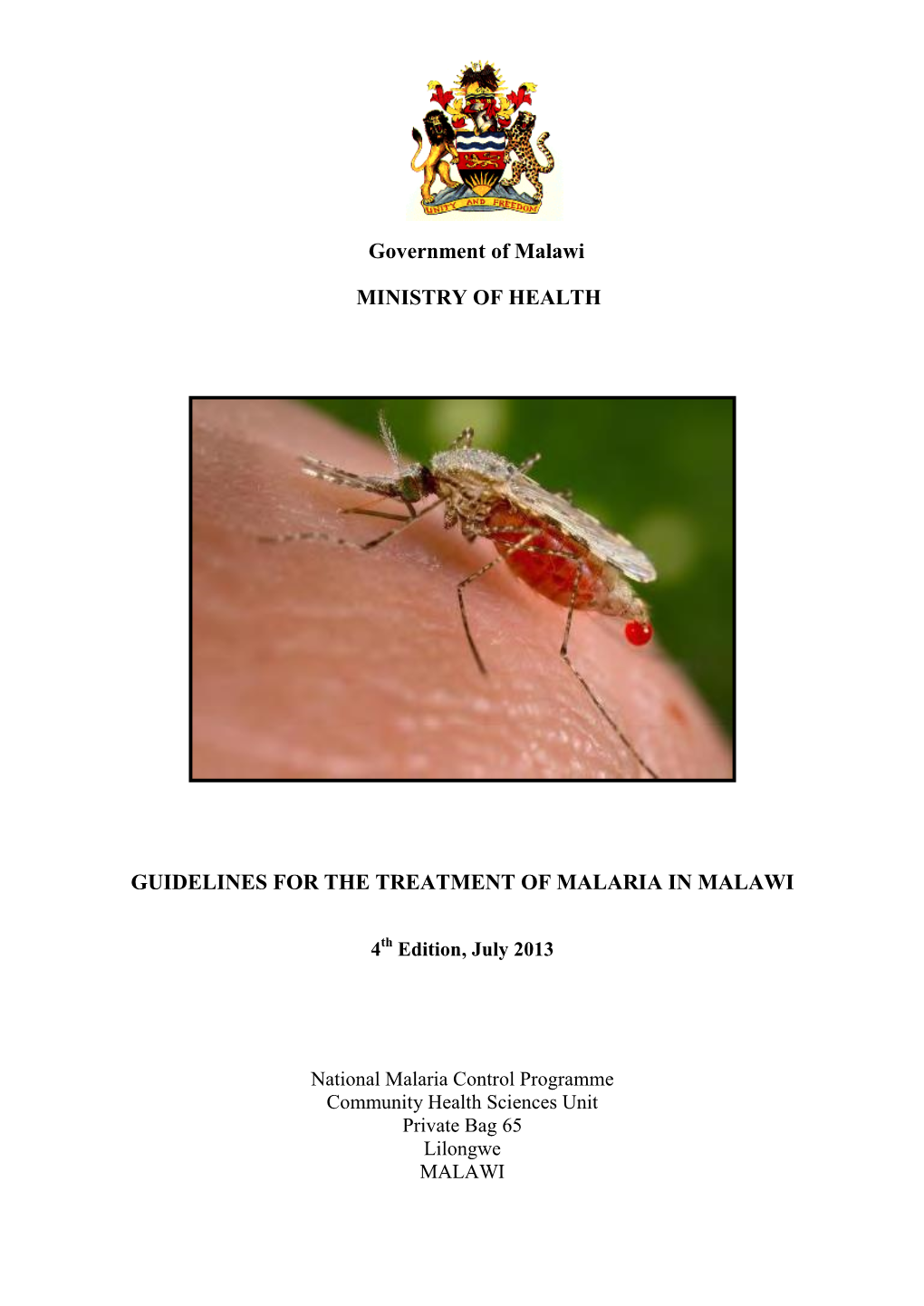 Guidelines for the Treatment of Malaria in Malawi