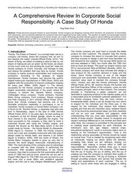 A Case Study of Honda