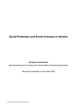 Social Protection and Social Inclusion in Ukraine