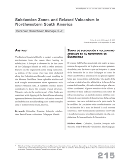 Subduction Zones and Related Volcanism in Northwestern South America