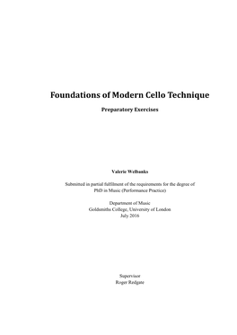 Foundations of Modern Cello Technique