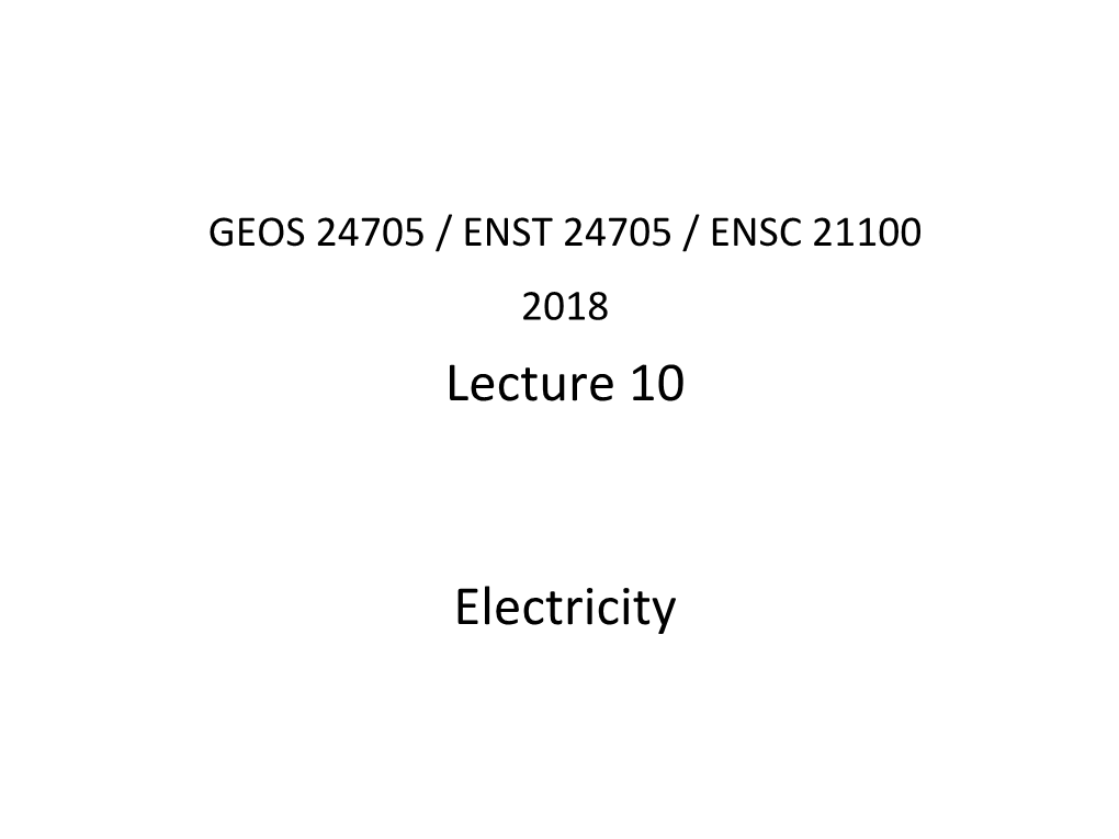 Lecture 10 Electricity