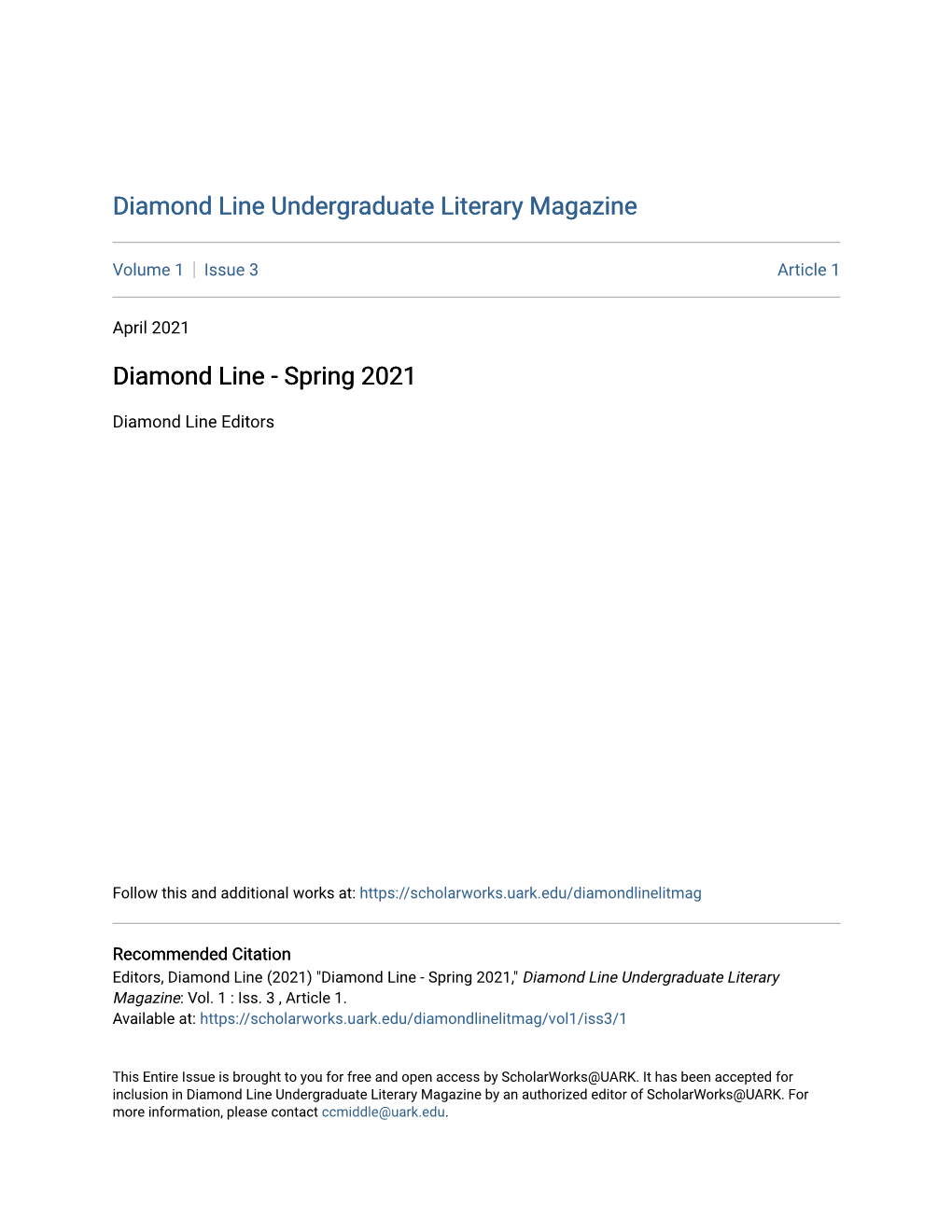 Diamond Line Undergraduate Literary Magazine