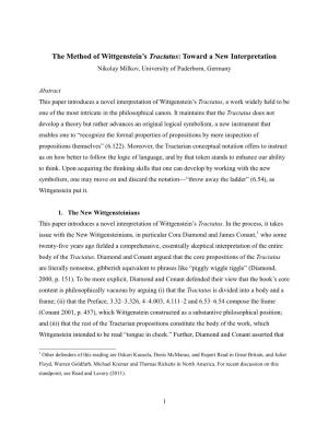 The Method of Wittgenstein's Tractatus
