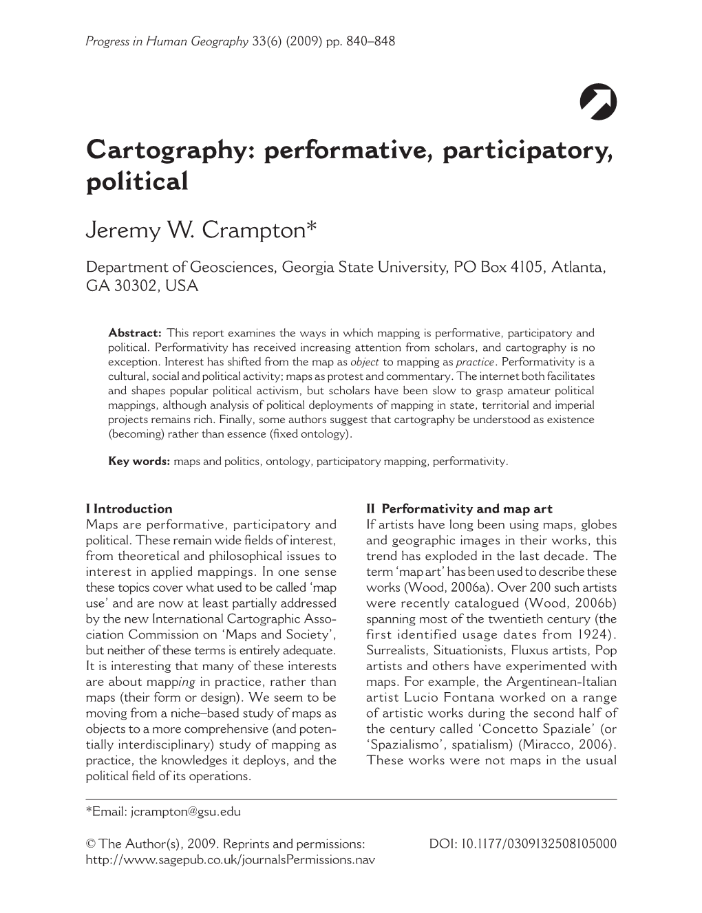 Cartography: Performative, Participatory, Political
