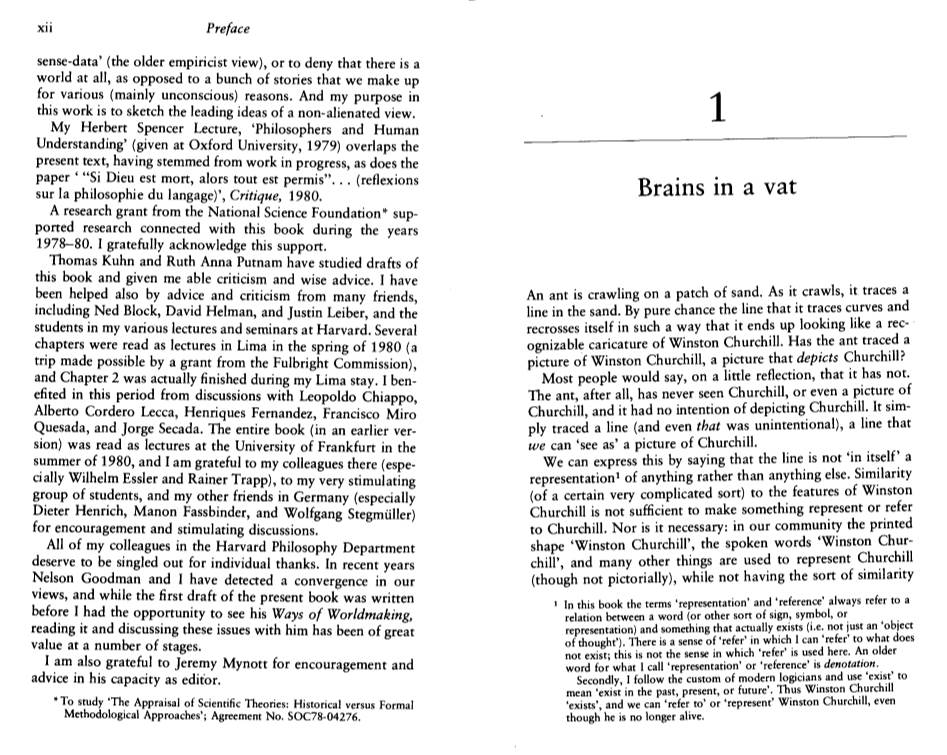 Brains in a Vat a Research Grant from the National Science Foundation* Sup- Ported Research Connected with This Book During the Years 1978-80