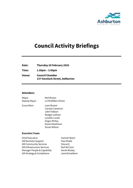 Council Activity Briefings 20 February 2020
