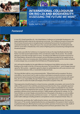 International Colloquium on Rio+20 and Biodiversity: Assessing the Future We Want