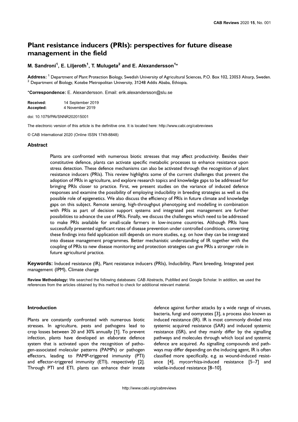 Plant Resistance Inducers (Pris): Perspectives for Future Disease Management in the Field