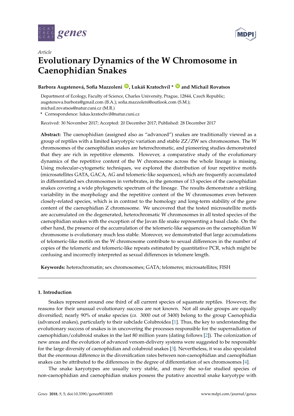 Evolutionary Dynamics of the W Chromosome in Caenophidian Snakes