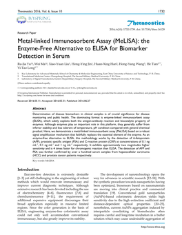 Metal-Linked Immunosorbent Assay (Melisa): the Enzyme-Free