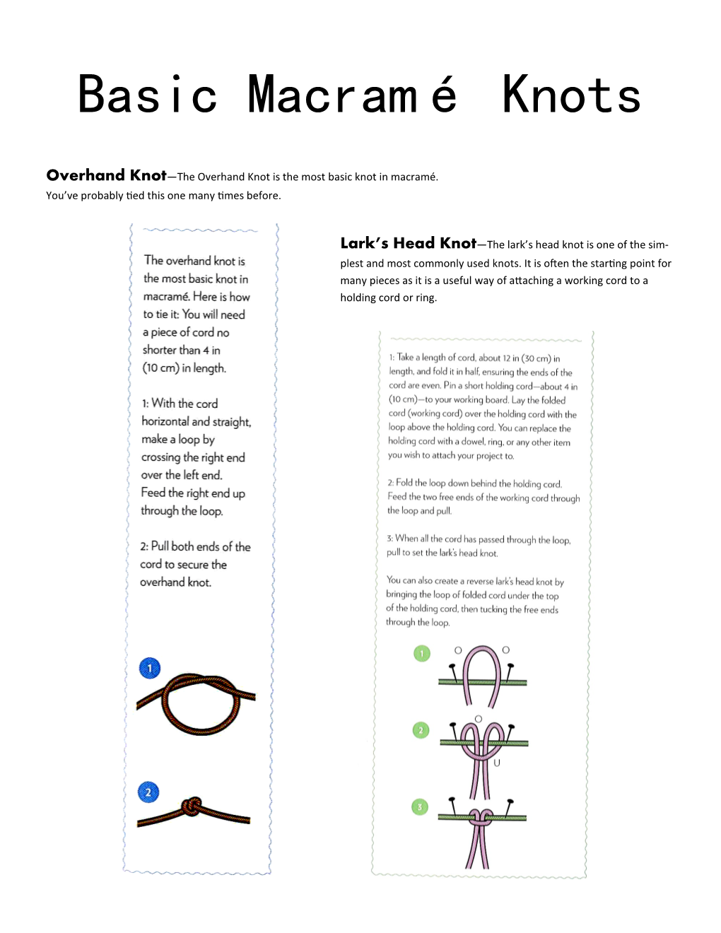 Basic Macramé Knots