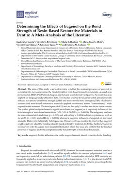 Determining the Effects of Eugenol on the Bond Strength of Resin-Based