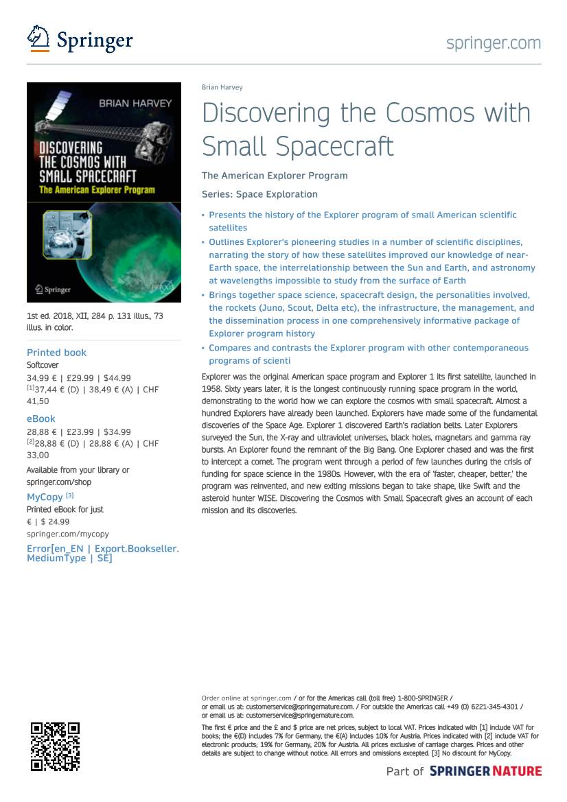 Discovering the Cosmos with Small Spacecraft the American Explorer Program Series: Space Exploration