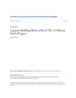 Capacity-Building Efforts of the ICTR: a Different Kind of Legacy Adama Dieng