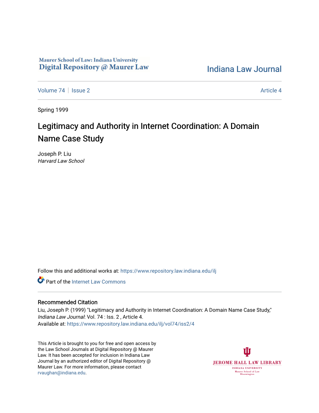 Legitimacy and Authority in Internet Coordination: a Domain Name Case Study