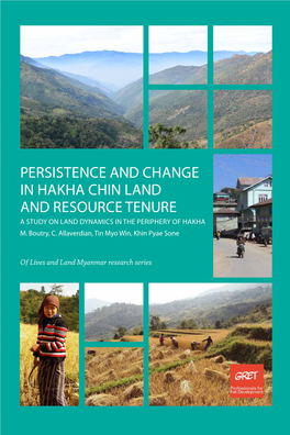 Hakha Chin Land and Resource Tenure Resource and Land Chin Hakha in Change and Persistence
