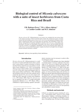 Biological Control of Miconia Calvescens with a Suite of Insect Herbivores from Costa Rica and Brazil