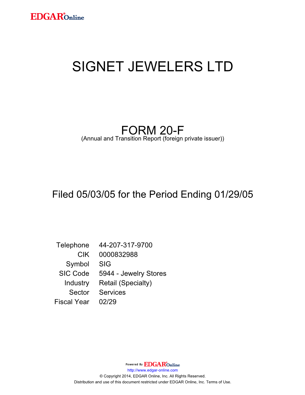 Signet Jewelers Ltd