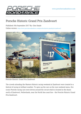 Porsche Historic Grand Prix Zandvoort