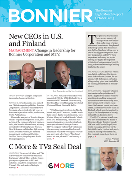 New Ceos in U.S. and Finland C More & TV2 Seal Deal