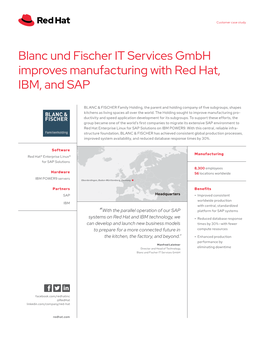 Blanc Und Fischer IT Services Gmbh Improves Manufacturing with Red Hat, IBM, and SAP
