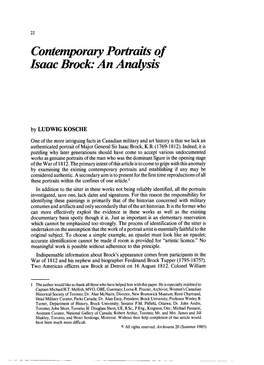 Contemporary Porbaits of Isaac Brock: an Amlysis