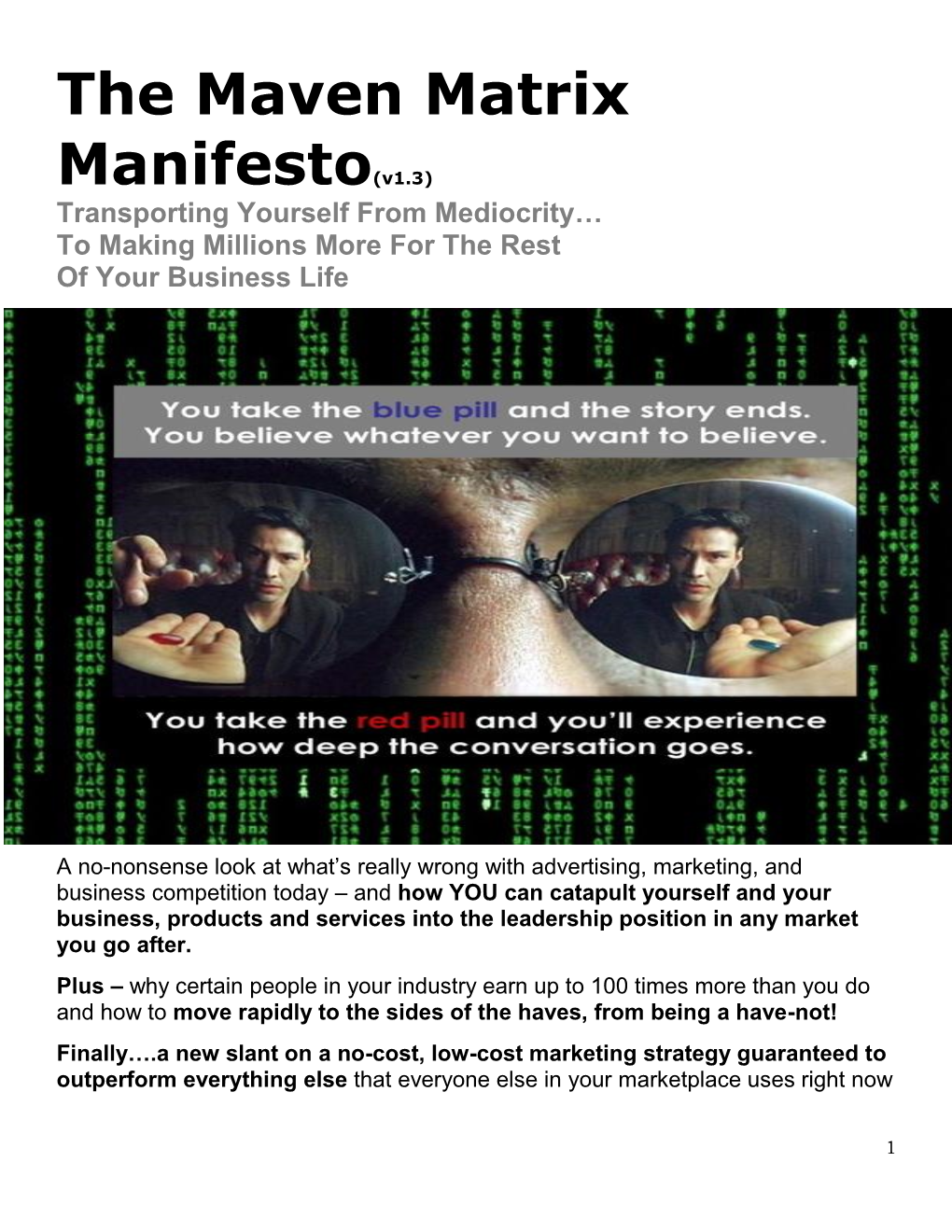 The Maven Matrix Manifesto(V1.3)