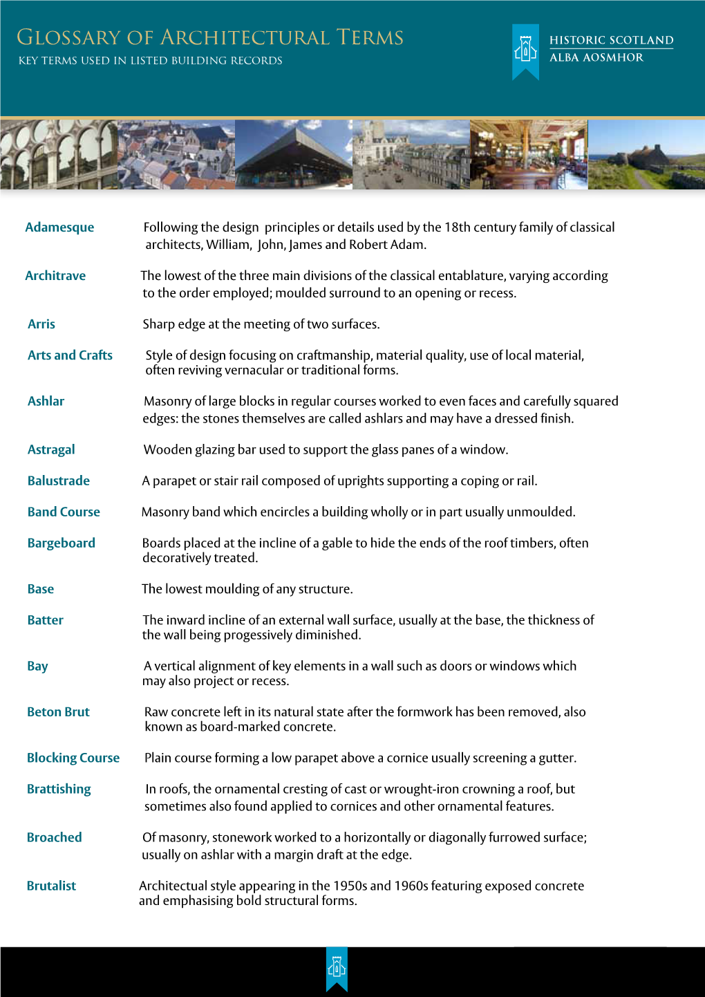 Glossary of Architectural Terms Key Terms Used in Listed Building Records