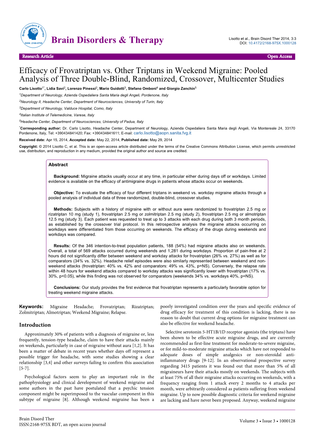 Efficacy of Frovatriptan Vs. Other Triptans