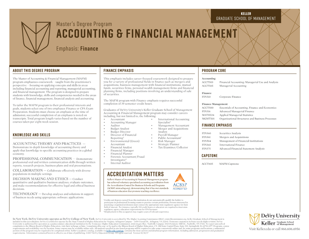 Accounting & Financial Management: Finance