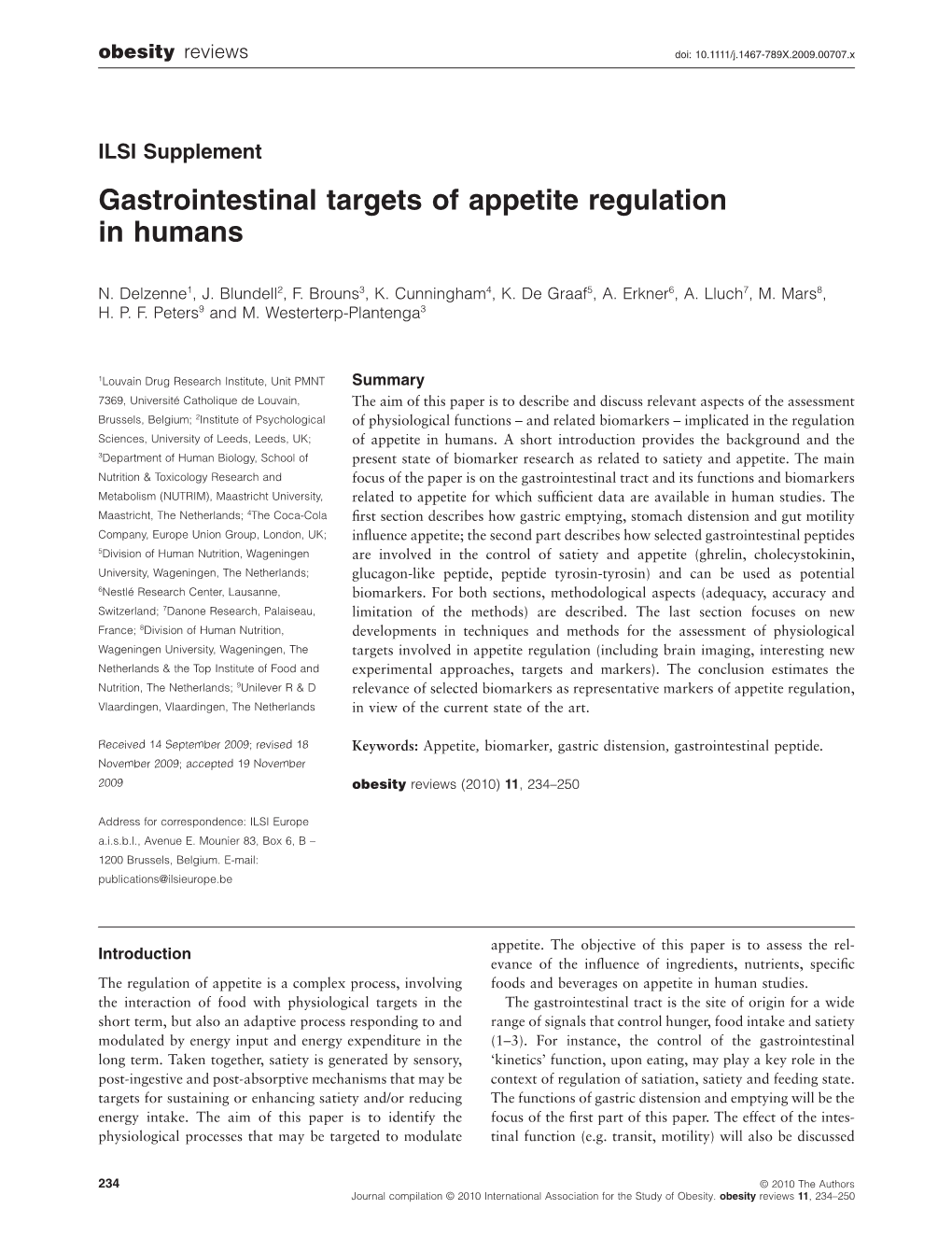 Gastrointestinal Targets of Appetite Regulation