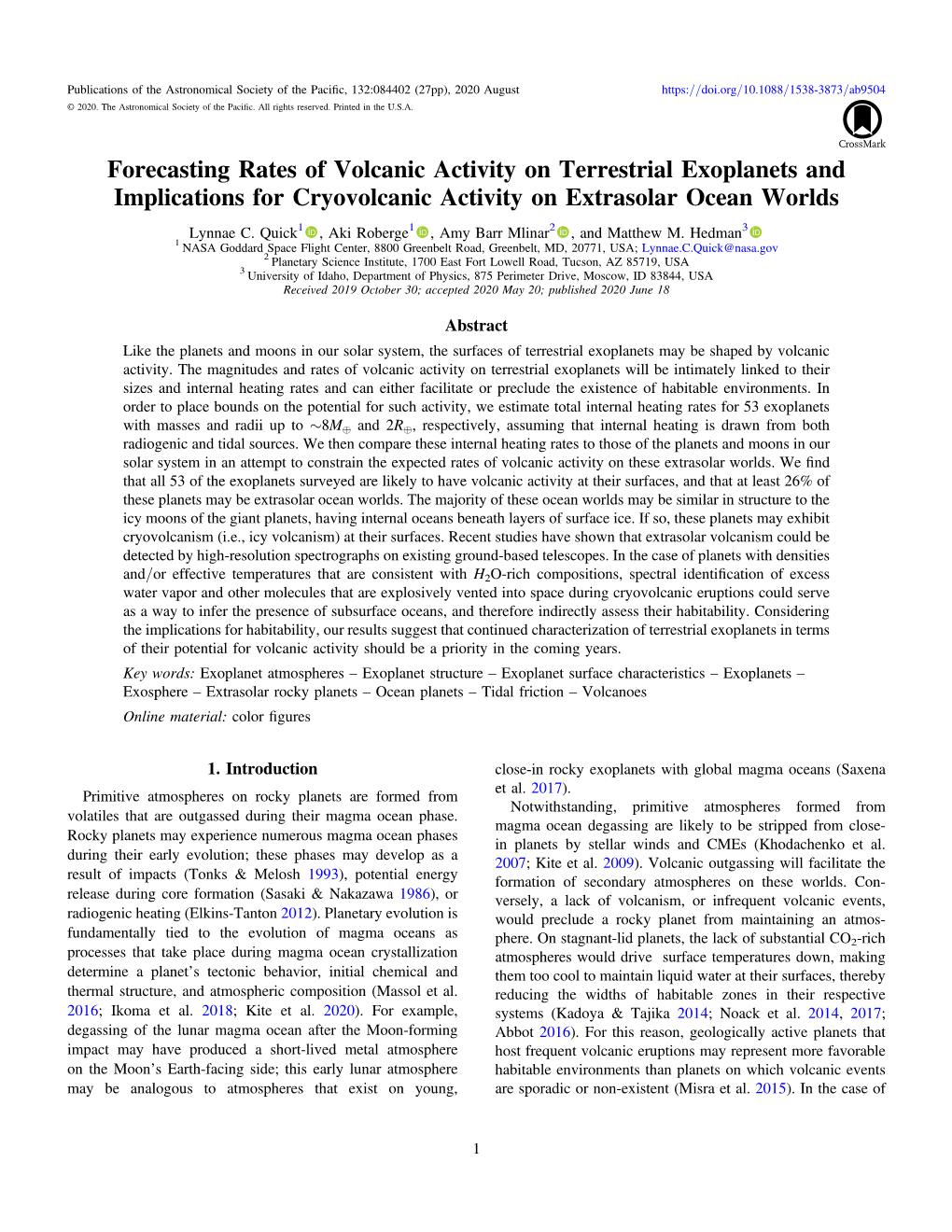 Forecasting Rates of Volcanic Activity on Terrestrial Exoplanets and Implications for Cryovolcanic Activity on Extrasolar Ocean Worlds Lynnae C