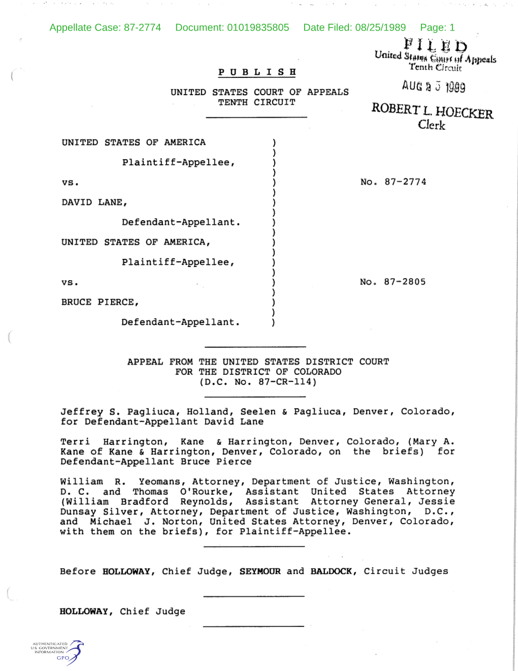 AUG~ 3 Rn&9 TENTH CIRCUIT ROBERT L