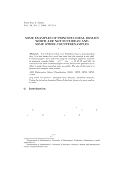 Some Examples of Principal Ideal Domain Which Are Not Euclidean and Some Other Counterexamples