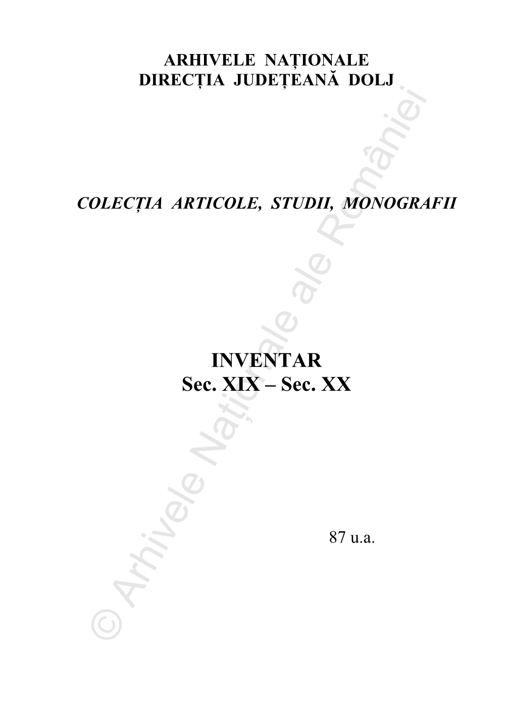 Colectia Articole, Studii, Monografii (Sec XIX-XX)