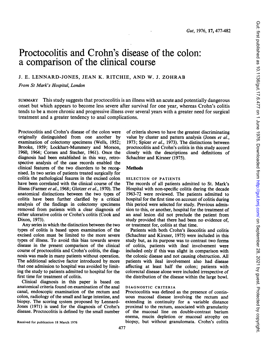 Proctocolitis and Crohn's Diseaseof the Colon