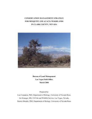 Conservation Management Strategy for Mesquite and Acacia Woodlands in Clark County, Nevada