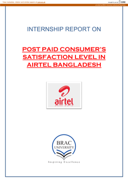 Internship Report on Post Paid Consumer's
