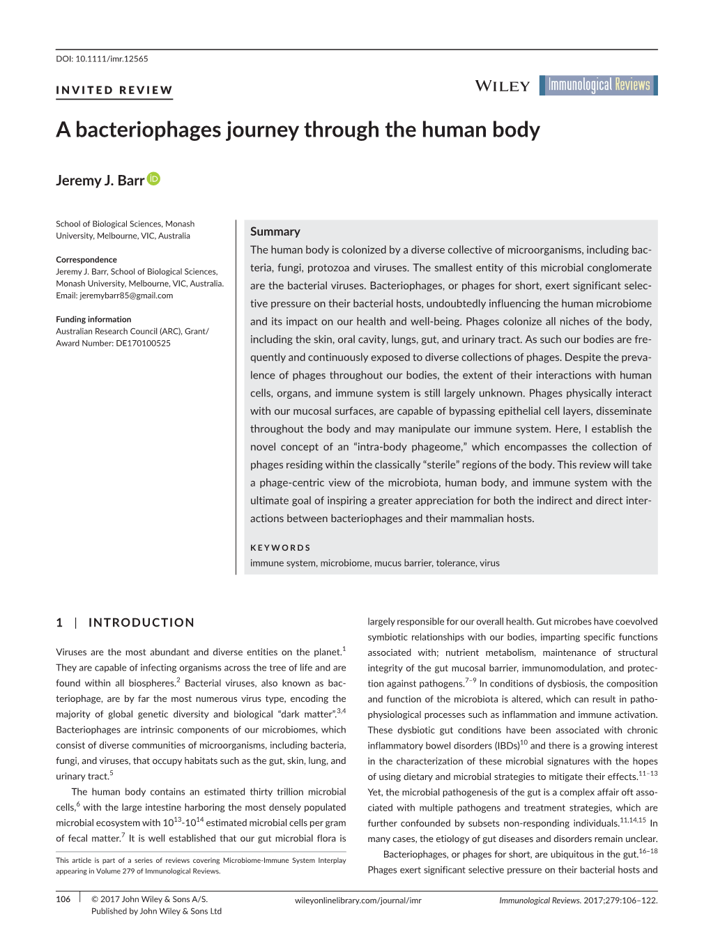 A Bacteriophages Journey Through the Human Body