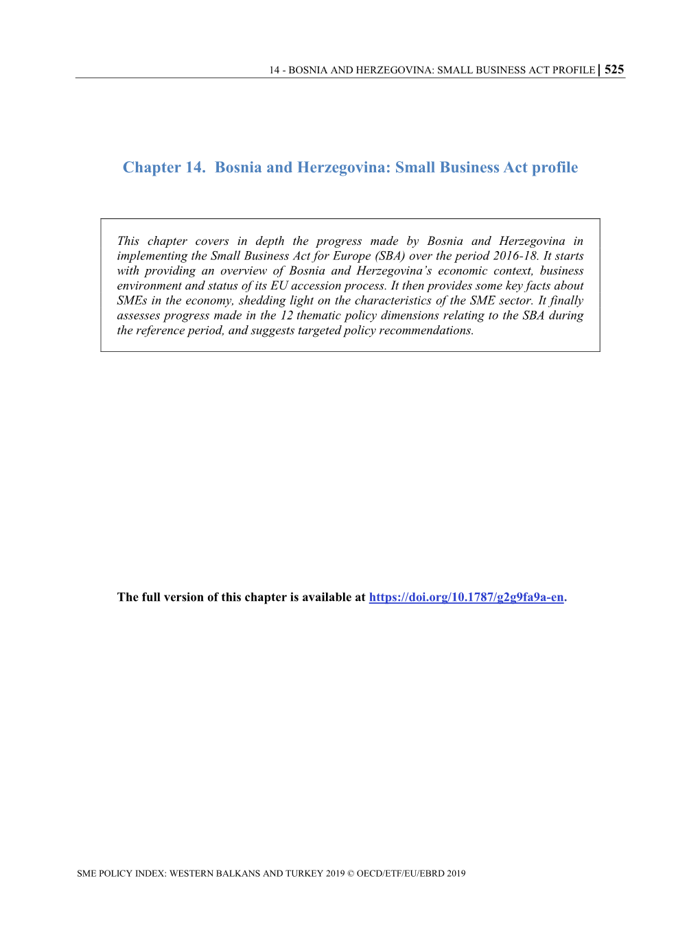 Chapter 14. Bosnia and Herzegovina: Small Business Act Profile