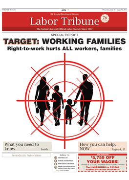 TARGET: WORKING FAMILIES Right-To-Work Hurts ALL Workers, Families