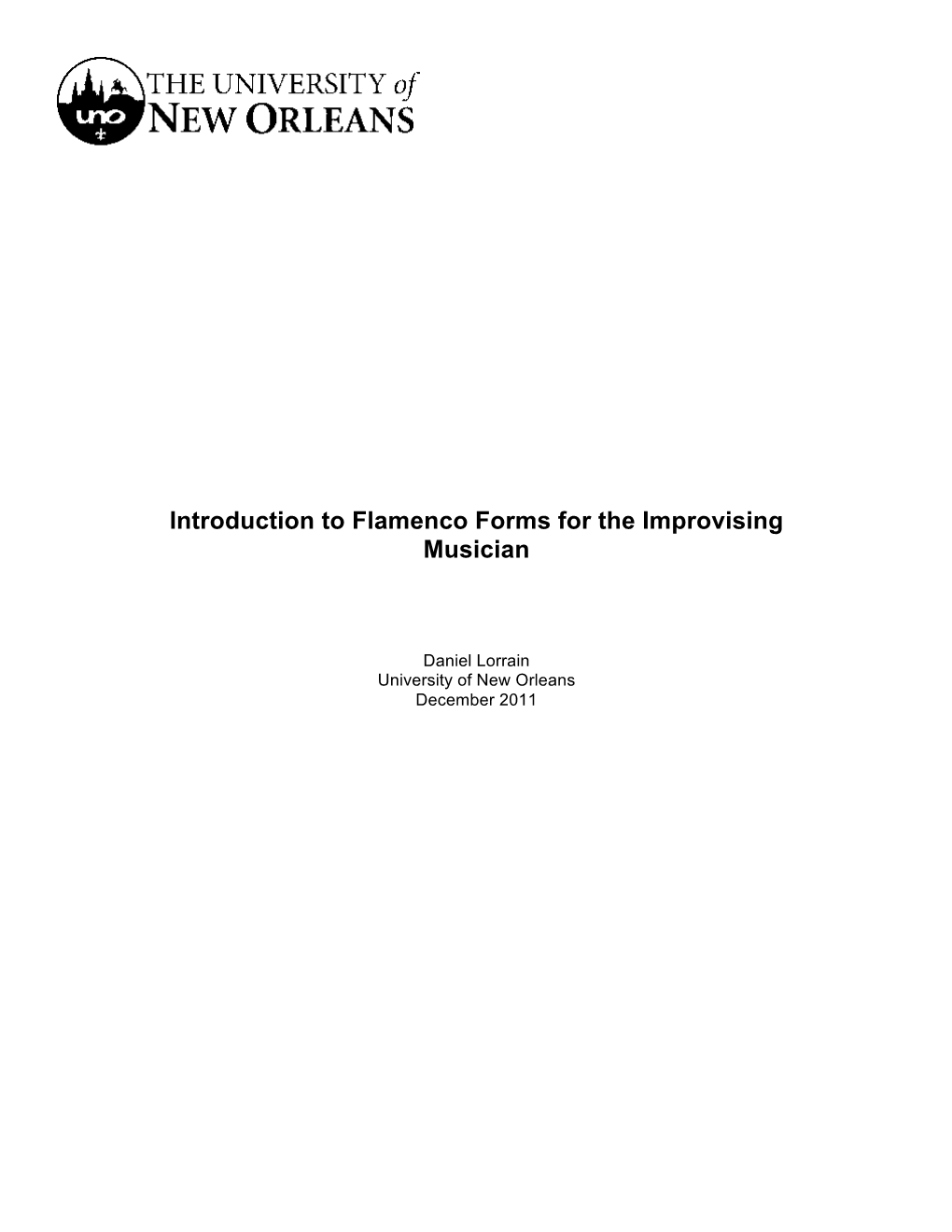 Introduction to Flamenco Forms for the Improvising Musician