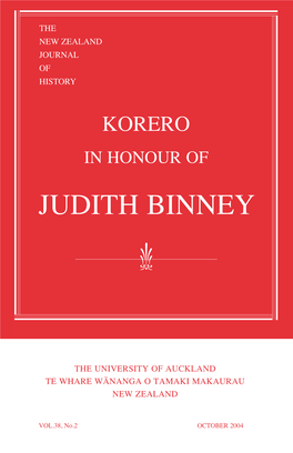 JUDITH BINNEY VOL.38, No.2, OCTOBER 2004 OCTOBER No.2, VOL.38