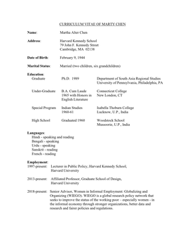 Curriculum Vitae of Marty Chen