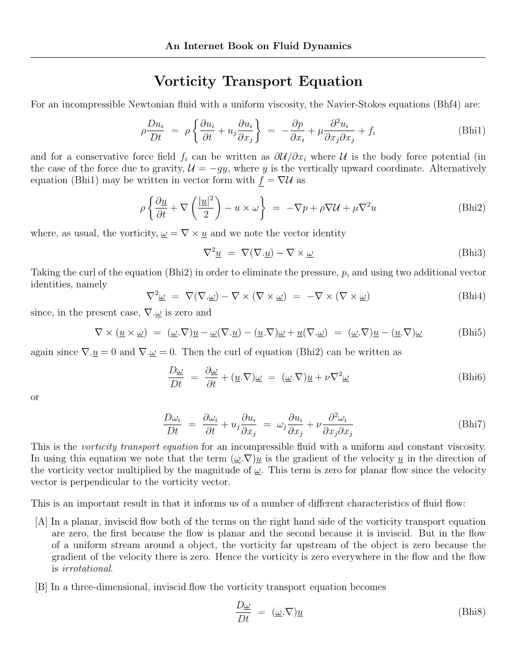 Vorticity Transport Equation