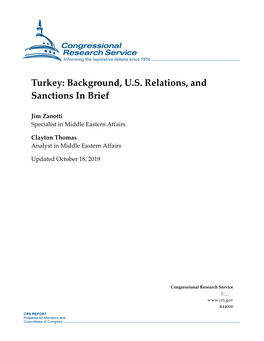 Turkey: Background, U.S. Relations, and Sanctions in Brief
