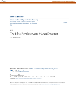 The Bible, Revelation, and Marian Devotion
